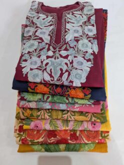 Kashmiri Cotton Kurtis With Aari embroidery in Wholesale